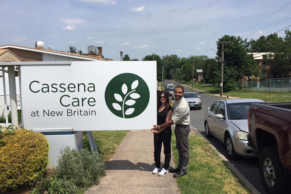 Outdoor sign at Cassena Care at New Britain